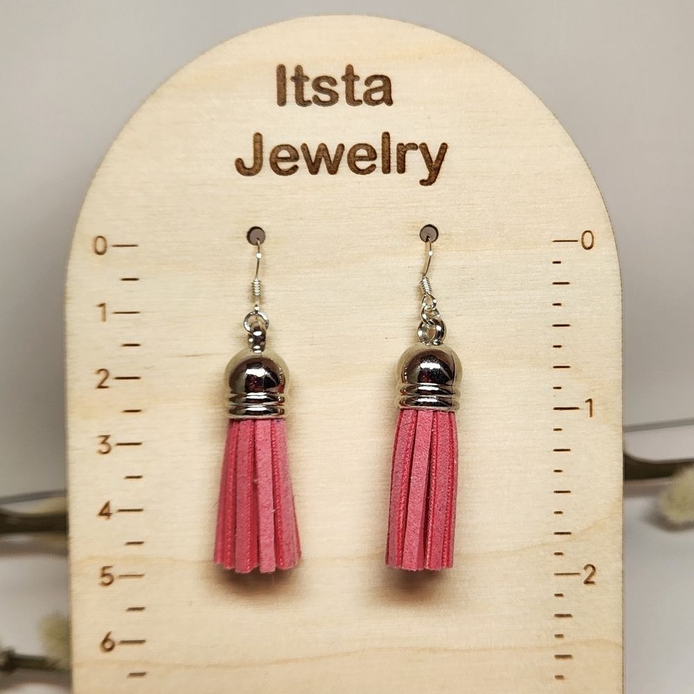 Tassel Earrings On Sterling Silver French Earwires Handmade Light Pink
